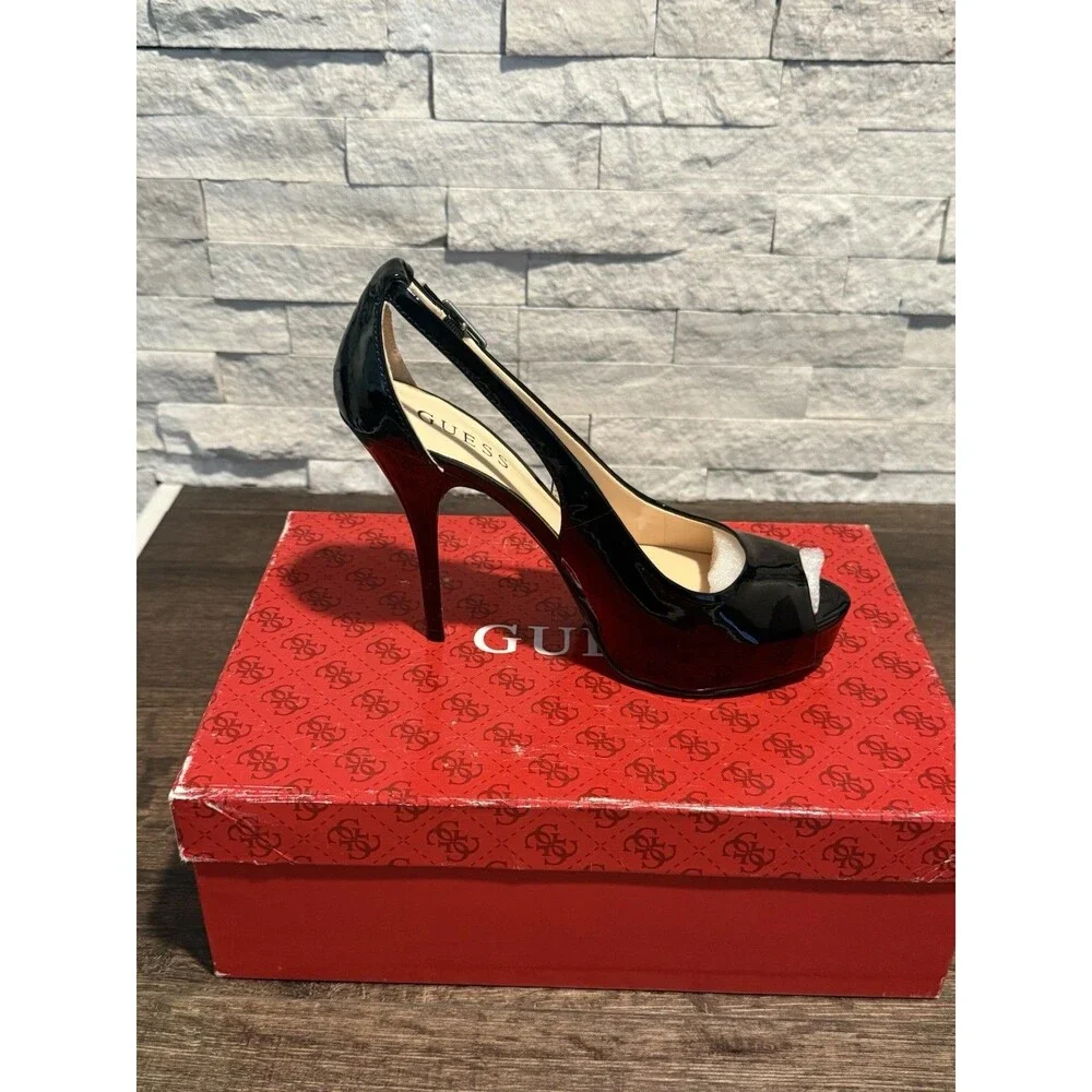 GUESS Women’s Peep Toe Platform Pumps Black Size 6 NEW The Box Shows Shelf Wear